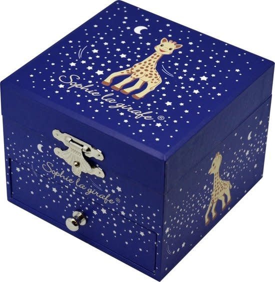Trousselier | Houten Muziekdoos l Kubus 10,5 x 8,5 cm | Sophie the Giraffe© | Milky Way | Y.Tirsen | la valse d'Amelie Poulain - Kleine Eland