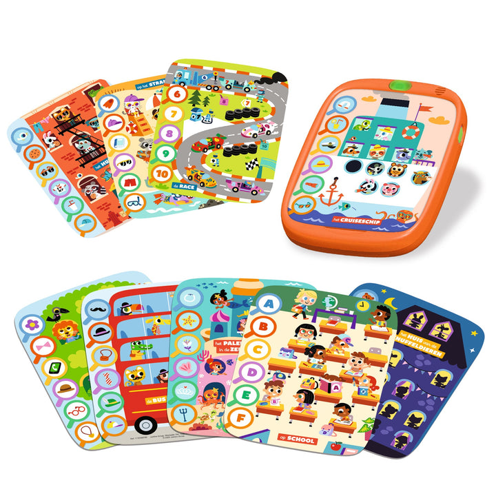 Electronic game board and loose activity sheets from Jumbo De wereld en ik