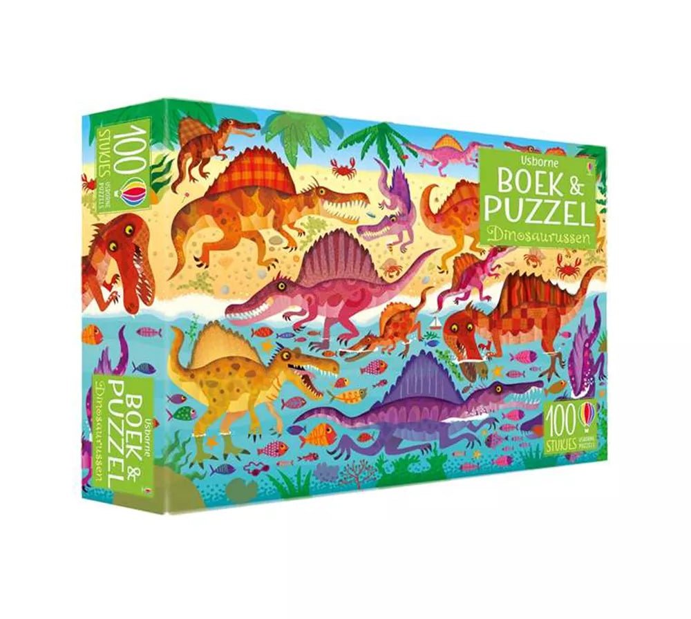 Usborne | Boek & Puzzel | Dinosaurussen | 100 stukjes | 5+ - Kleine Eland