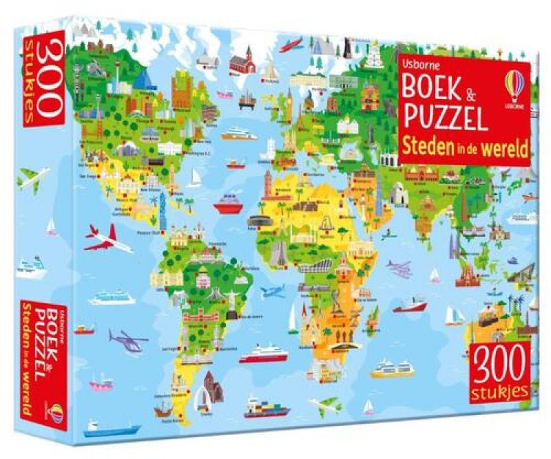 Usborne | Boek & Puzzel | Steden in de Wereld | 300 stukjes | 7+ - Kleine Eland