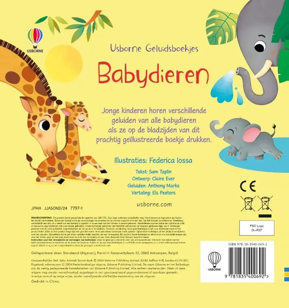 Usborne | Geluidenboek | Babydieren | 1+ - Kleine Eland