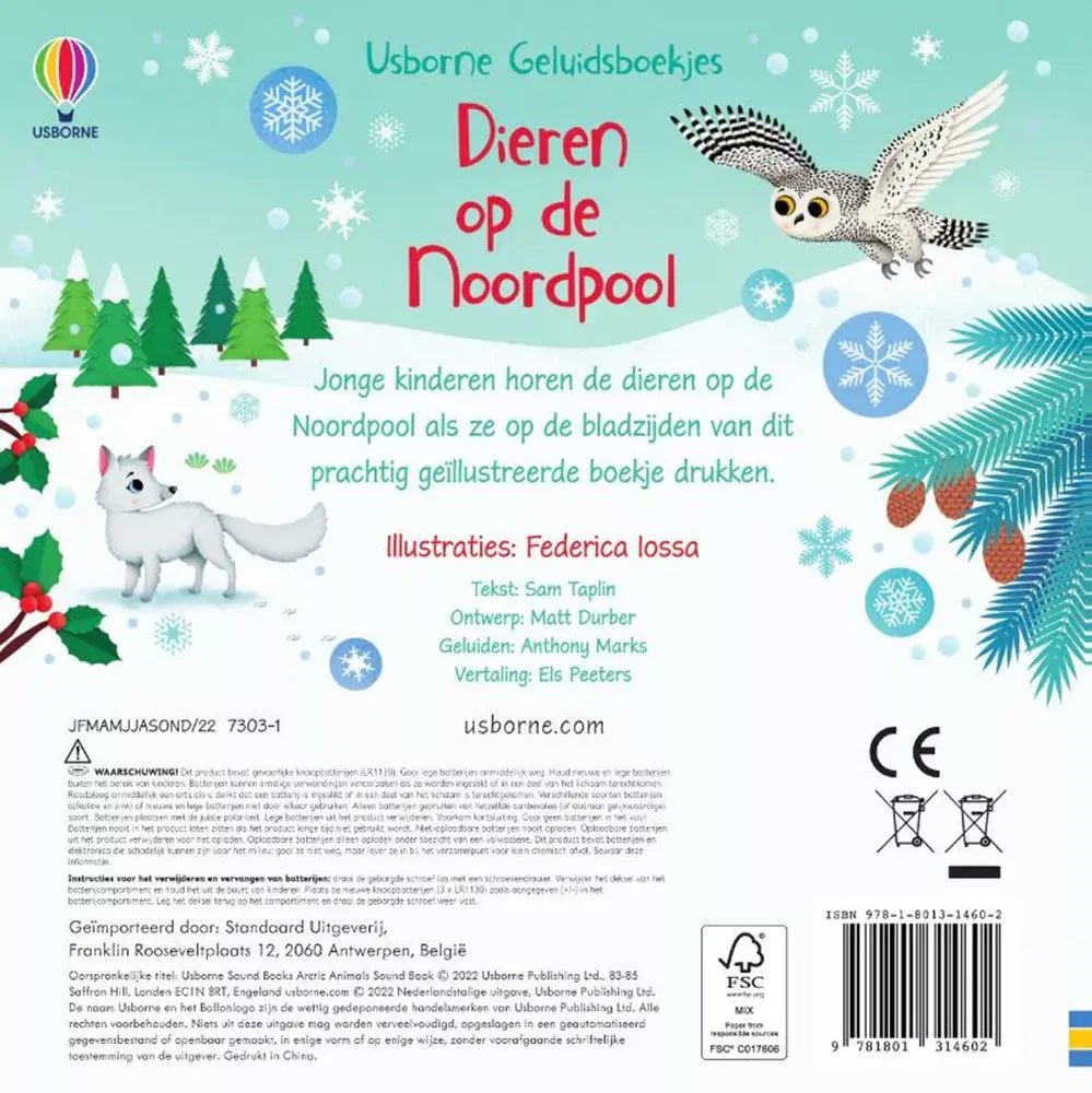 Usborne | Geluidenboek | Dieren op de Noordpool | 3+ - Kleine Eland