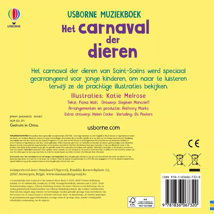 Usborne | Geluidenboek | Het Carnaval der Dieren | 3+ - Kleine Eland