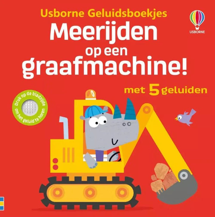 Usborne | Geluidenboek | Meerijden op een Graafmachine! | 1+ - Kleine Eland