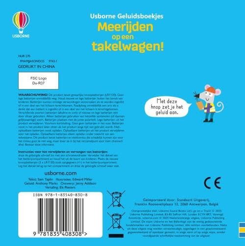 Usborne | Geluidenboek | Meerijden op een Takelwagen! | 1+ - Kleine Eland