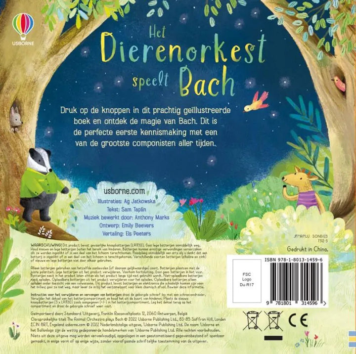 Usborne | Geluidenboek met Muziek | Het Dierenorkest speelt Bach | 2+ - Kleine Eland
