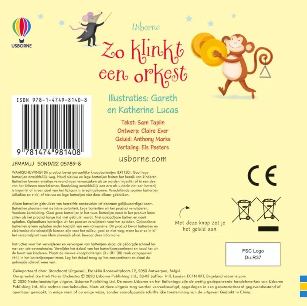 Usborne | Geluidenboek met Muziek | Zo klinkt een Orkest | 1+ - Kleine Eland