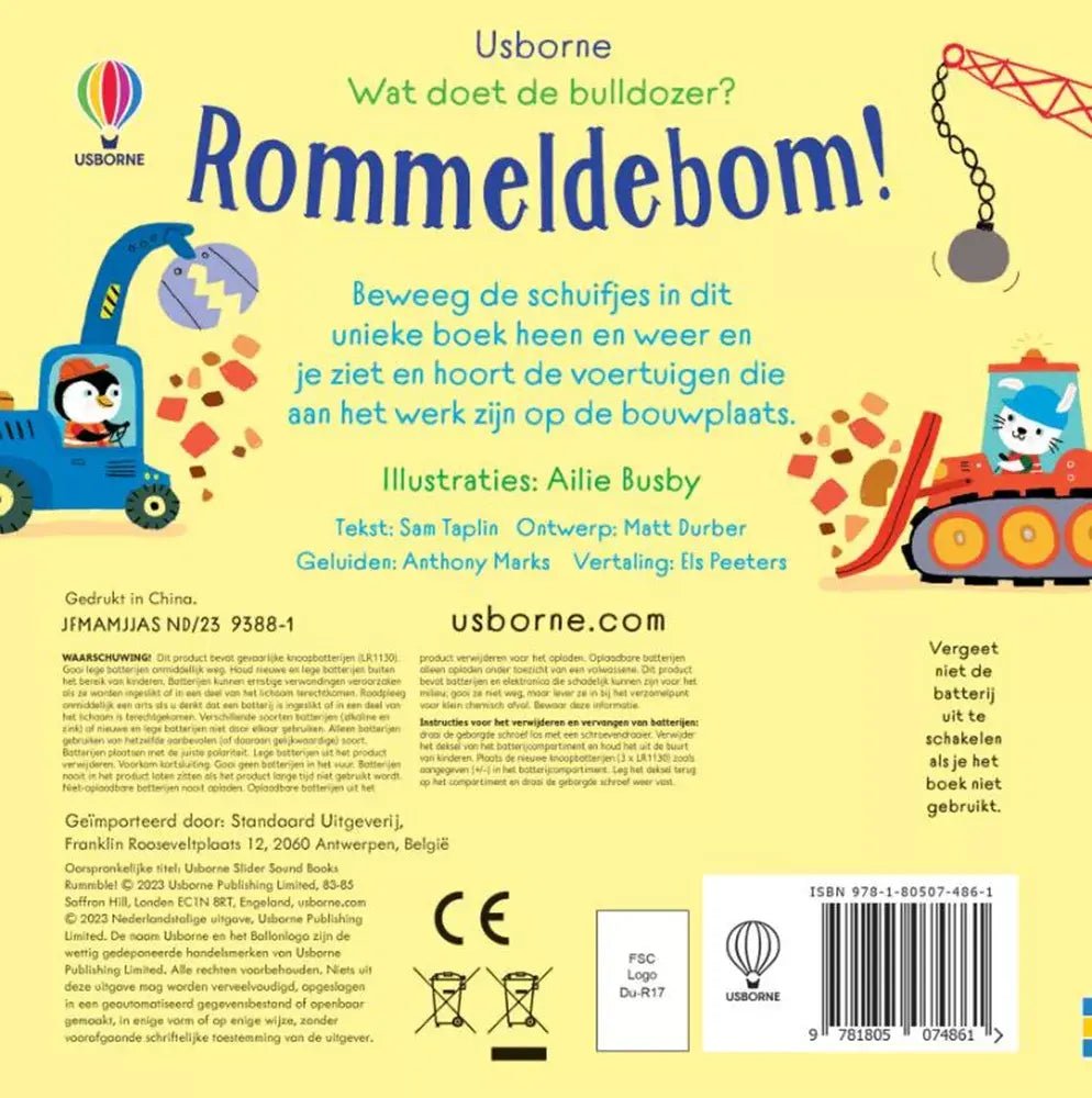 Usborne | Geluidenboek | Wat doet de Bulldozer? Rommeldebom! | 1+ - Kleine Eland