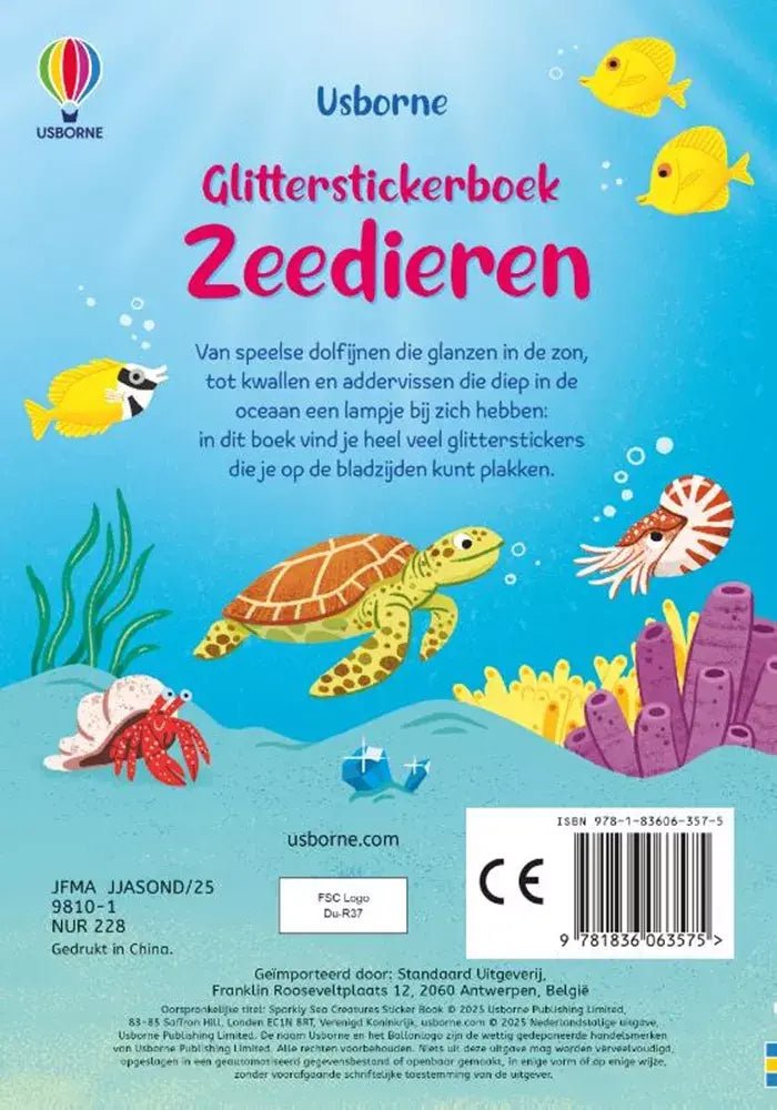 Usborne | Glitterstickerboek | Zeedieren | 3+ - Kleine Eland