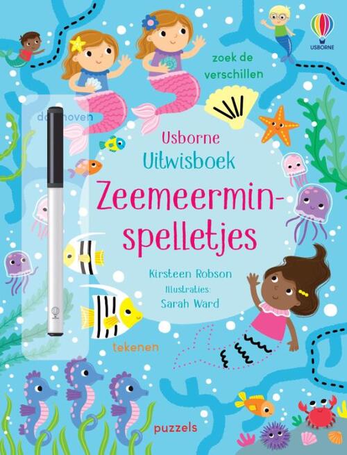 Usborne | Uitwisboek | Zeemeerminspelletjes | 3+ - Kleine Eland