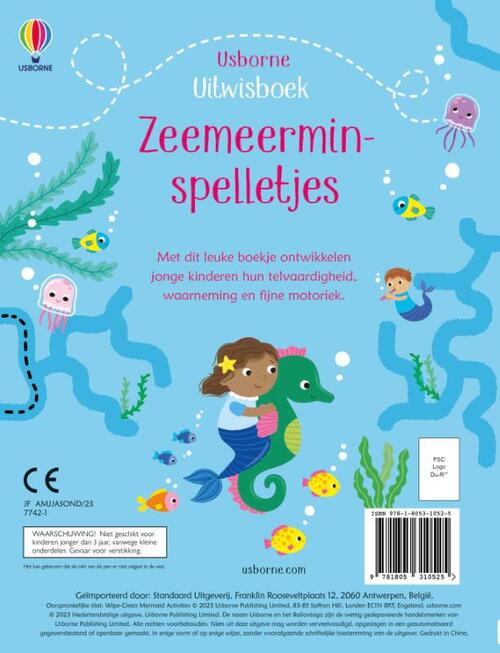 Usborne | Uitwisboek | Zeemeerminspelletjes | 3+ - Kleine Eland