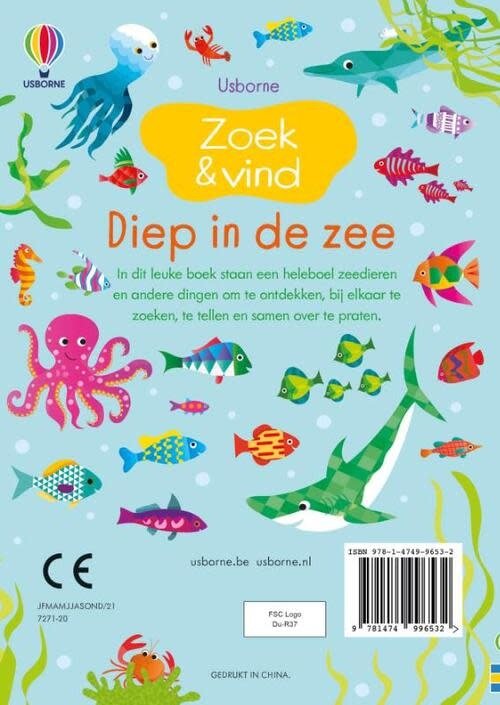 Usborne Zoekboek | Stickerboek | Zoek en Vind | Diep in de Zee | 5+ - Kleine Eland