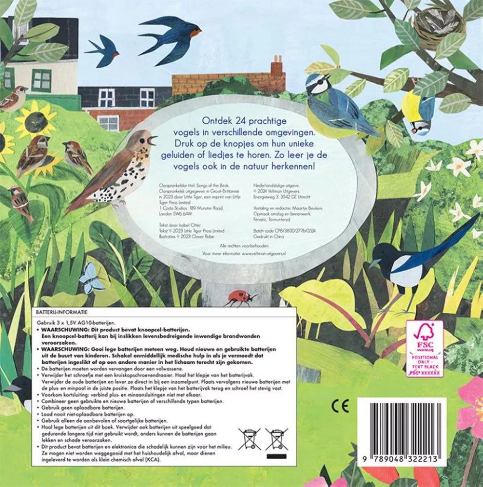 Veltman | Geluidenboek | 24 unieke vogelgeluiden & liedjes | 3+ - Kleine Eland