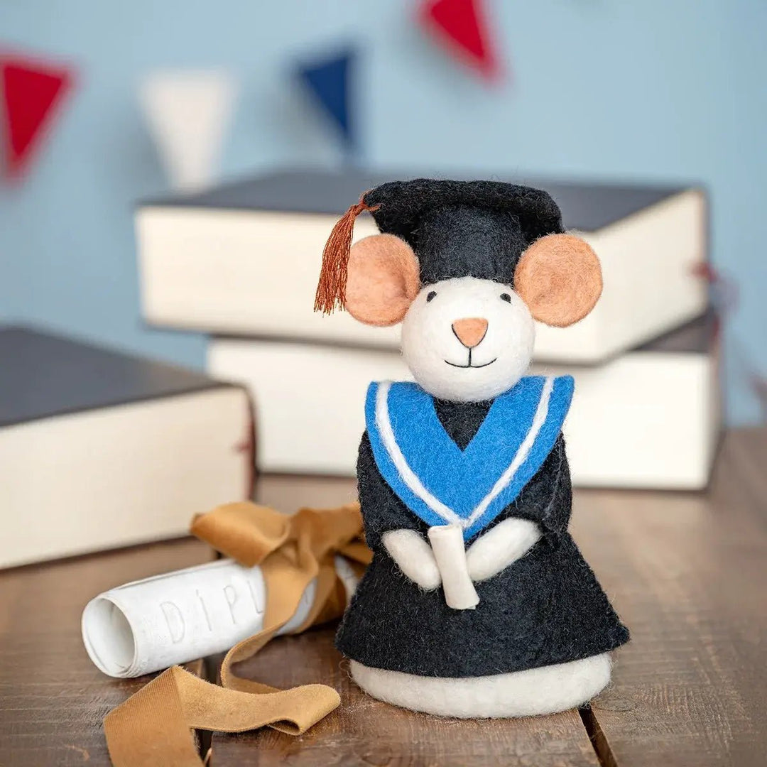 Wolvilt | Decoratie | Muis Geslaagd ! | 16 cm - Kleine Eland