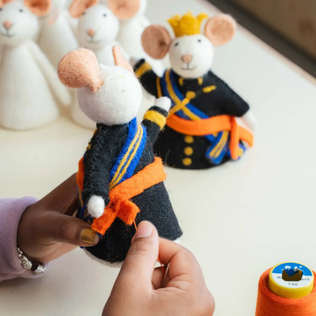 Wolvilt | Decoratie | Muis Koning en Koningin | 17 cm - Kleine Eland