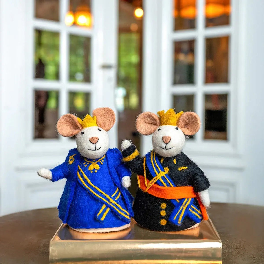 Wolvilt | Decoratie | Muis Koning en Koningin | 17 cm - Kleine Eland