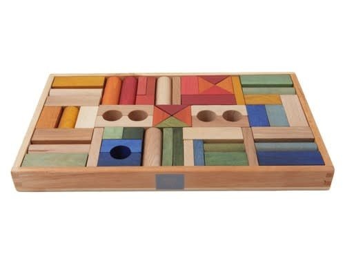 Wooden Story | Grote Gekleurde Houten Blokken | in houten tray | 54 stuks | 1+ - Kleine Eland