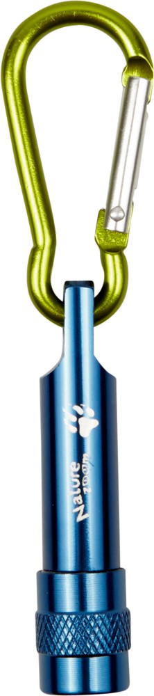Blauwe Nature Zoom LED-zaklamp met groene karabijnhaak